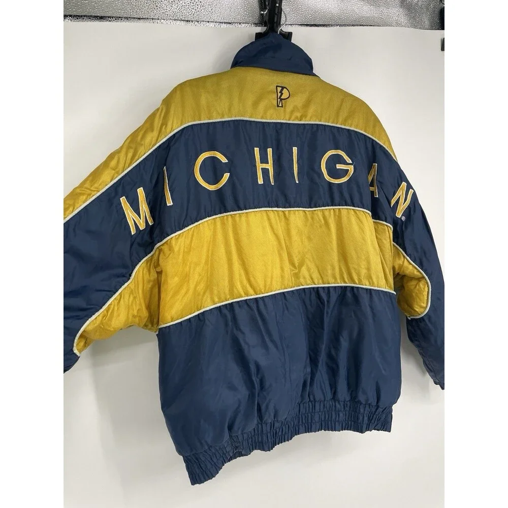 Vintage Pro Player Michigan Wolverines Reversible Puffer Jacket XL USA